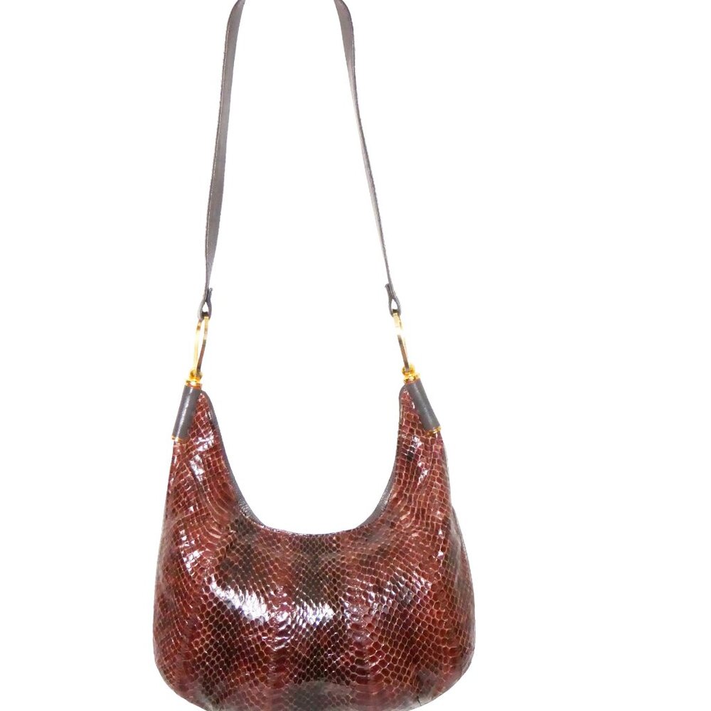 Vintage La Maroquinerie de Florence Moon Snake Leather Bag